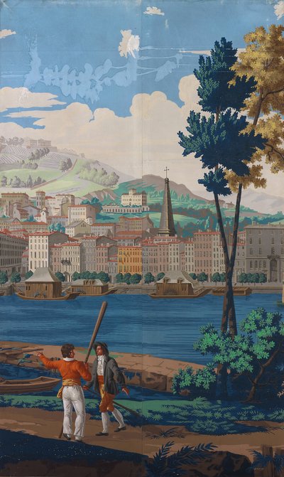 Dos paneles unidos: Las vistas de Lyon, Francia, primera edición, 1821 de Unbekannt