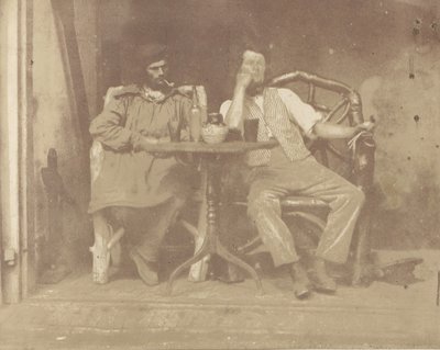 Dos hombres sentados en una mesa, 1850s de Unbekannt