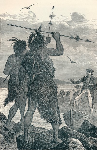 Dos Nativos Disputan el Desembarco del Capitán Cook, 1904 de Unbekannt