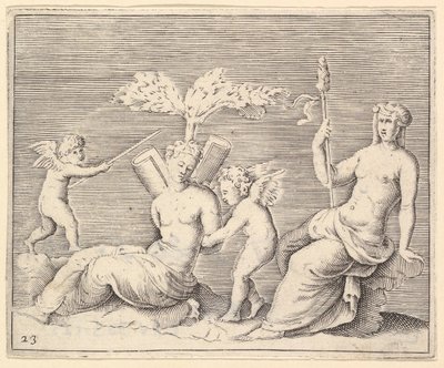 Dos mujeres y dos cupidos de Unbekannt