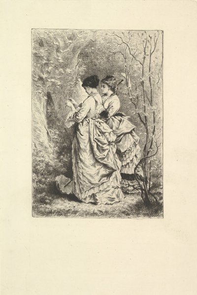 Dos jóvenes damas en un jardín, 1873-74 de Unbekannt
