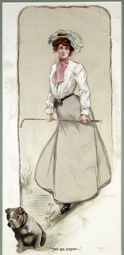Dos son compañía, golfista con su perro, c. 1900 de Unbekannt