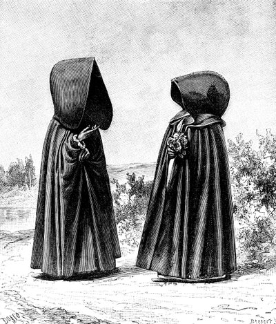 Dos mujeres con capucha de Faial, Portugal, y San Miguel, España, c1900s de Unbekannt
