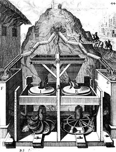 Dos ruedas hidráulicas horizontales, 1673 de Unbekannt