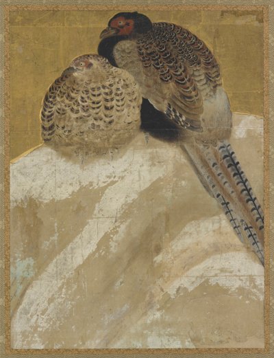 Dos faisanes en un banco de nieve, período Momoyama, siglo XVIII de Unbekannt