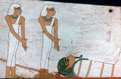 Dos sacerdotisas, detalle de la decoración de un sarcófago de La Dama de Madja, XVIII Dinastía de Unbekannt