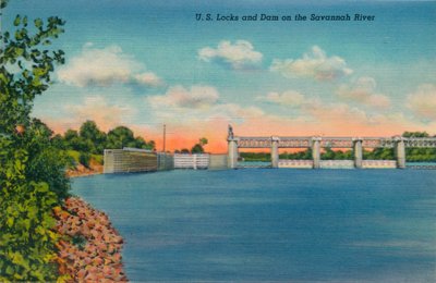 Cerraduras y Presa de EE.UU. en el río Savannah, 1943 de Unbekannt