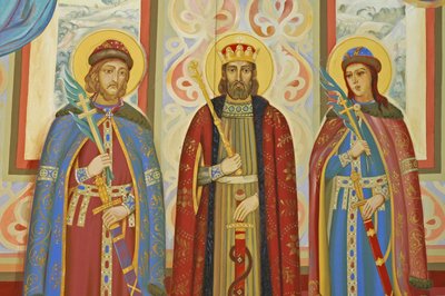 Ucrania, Kiev, Monasterio Ortodoxo de San Miguel (orig. 1108, reconstr. 2001), fresco externo de Unbekannt