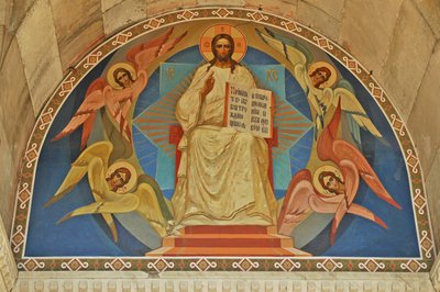 Ucrania, Sebastopol, Catedral Ortodoxa de San Vladimiro (cripta de los almirantes), fresco sobre la entrada de Unbekannt
