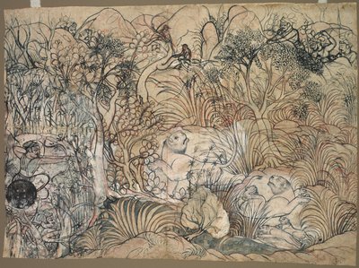 Umed Singh de Kota Cazando Leones, c. 1785-1790 de Unbekannt