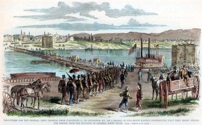 Voluntarios de la Unión cruzando el río Ohio, Cincinnati, Ohio, Guerra Civil Americana, c1862 de Unbekannt