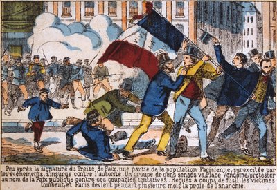 Levantamiento que llevó al establecimiento de la Comuna de París, 1871 de Unbekannt