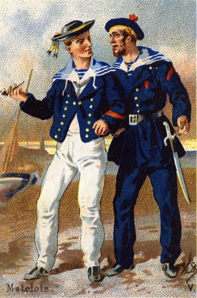 V: Marineros. Grabado en "Alfabeto Militar". Iniciales del ilustrador: A. D. Editor desconocido. Cromolitografías finales del siglo XIX. Dim: 10,5x7cm de Unbekannt