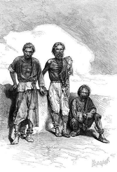 Convictos vagabundos, China, c1890 de Unbekannt