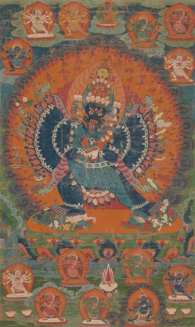 Vajrabhairava con su consorte Vajravetali, siglo XVIII de Unbekannt