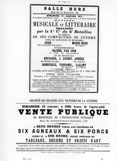 Vente Publique, de los carteles políticos franceses de la Comuna de París, mayo 1871 de Unbekannt