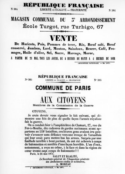 Venta, de carteles políticos franceses de la Comuna de París, mayo 1871 de Unbekannt