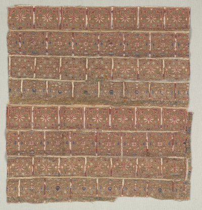 Fragmento de vestimenta con estrellas en cuadrados escalonados, 1200s de Unbekannt