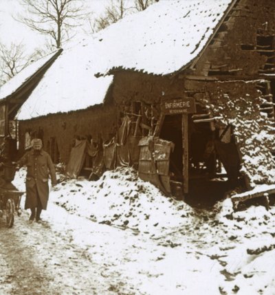 Estación veterinaria para caballos, Calonne, norte de Francia, c1914-c1918 de Unbekannt