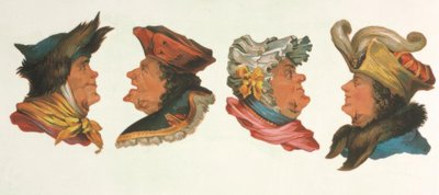Vexierbild, Vier Köpfe / Farblitho de Unbekannt