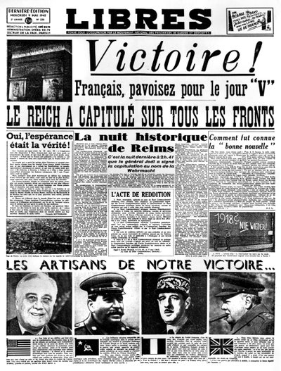 ¡Victoria!, portada del periódico Libres, 9 de mayo de 1945 de Unbekannt