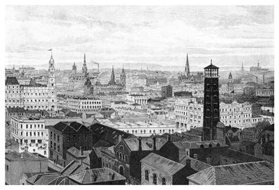 Vista desde la cúpula de los Tribunales, Melbourne, Victoria, Australia, 1886 de Unbekannt