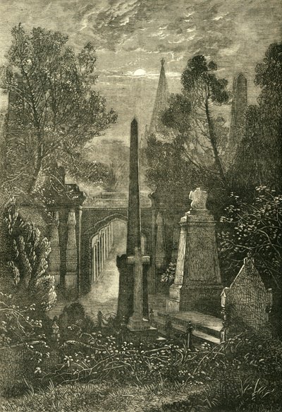 Vista en el Cementerio de Highgate, c1876 de Unbekannt