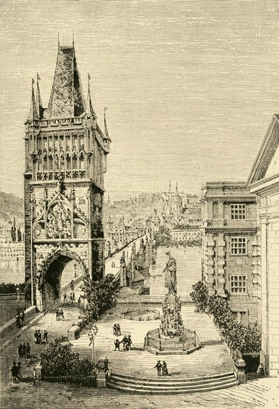 Vista en Praga - La Torre del Puente, 1890 de Unbekannt