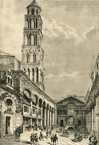 Vista en Spalatro, mostrando el Campanario y el Peristilo del Palacio de Diocleciano, 1890 de Unbekannt