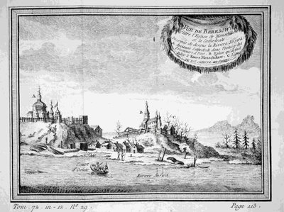 Vista de Beryozovo desde el río Sosva, 1770s de Unbekannt