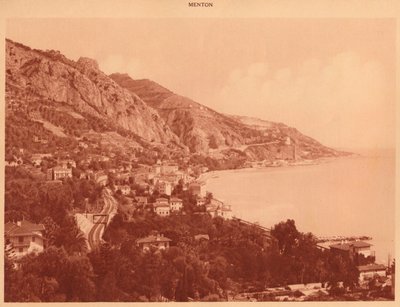 Vista de Garavan y la frontera italiana, Menton, 1930 de Unbekannt