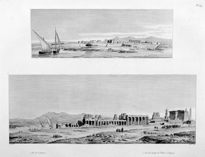 Vista de Luxor, y el Templo de Tebas en Luxor, Egipto, c. 1808 de Unbekannt