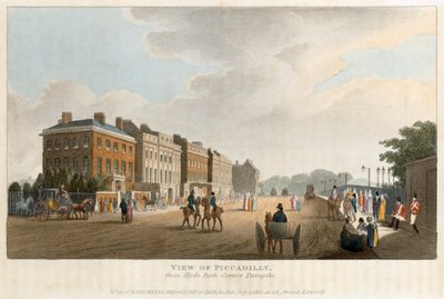 Vista de Piccadilly desde Hyde Park Corner Turnpike, Londres, 1810 de Unbekannt