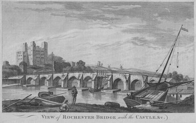 Vista del Puente de Rochester con el Castillo, etc., 1779 de Unbekannt