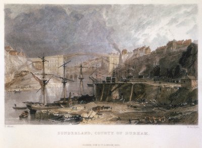 Vista de Sunderland y el Puente de Hierro mirando hacia el este, 1833 de Unbekannt