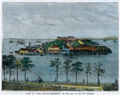 Vista de la isla de las Serpientes, en la Bahía de Río de Janeiro, Brasil, c1880 de Unbekannt