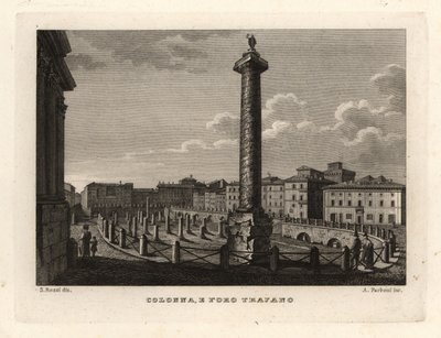 Vista de la Columna de Trajano y el Foro de Trajano, Colonna e Foro Trajano de Unbekannt