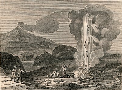 Vista de un géiser, o fuente termal, 7 de diciembre de 1833 de Unbekannt