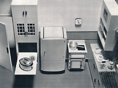 Vista de una cocina, diseñada por H.M.V. Household Appliances, 1938 de Unbekannt