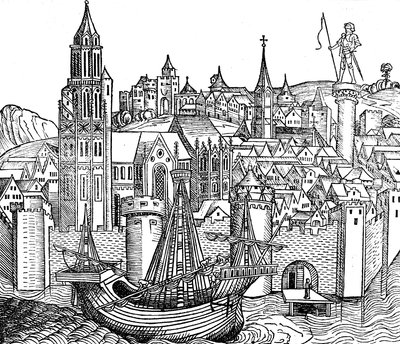 Vista de la ciudad fortificada, 1493 de Unbekannt