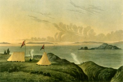 Vista del mar Ártico desde la desembocadura del río Copper Mine, medianoche, julio de 1821 de Unbekannt