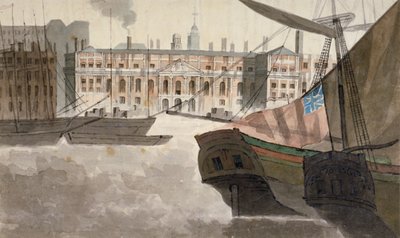 Vista de la Aduana desde el río Támesis, Ciudad de Londres, 1810 de Unbekannt