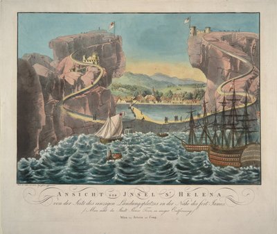 Vista de la Isla de Santa Elena desde el lugar de desembarco cerca del Fuerte James, 1815 de Unbekannt