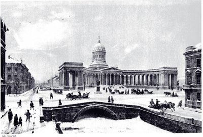 Vista de la Catedral de Kazán en San Petersburgo, c. 1850 de Unbekannt