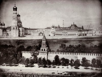 Vista del Kremlin de Moscú, Rusia, c. 1870-c. 1875 de Unbekannt