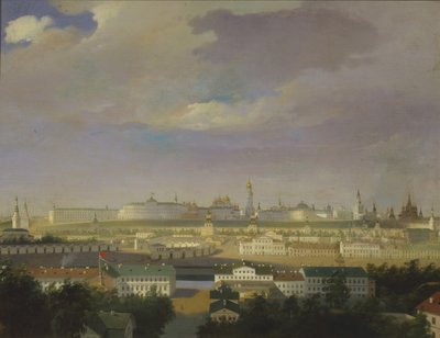 Vista del Kremlin de Moscú desde la plaza del pantano Bolotnaya, mediados del siglo XIX de Unbekannt