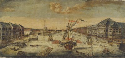Vista de las orillas del río Neva, 1753 de Unbekannt
