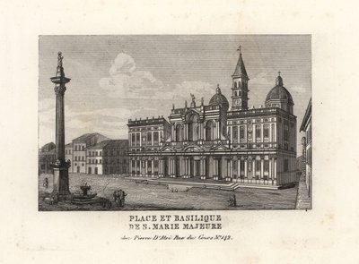 Vista de la Piazza e Basilica di Santa Maria Maggiore, Plaza e Iglesia de Santa María la Mayor con su columna mariana, Roma de Unbekannt