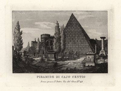 Vista de la Pirámide de Cestio, Piramide di Cajo Cestio, Roma de Unbekannt