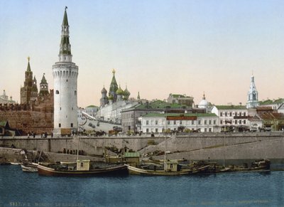 Vista de la pendiente de San Basilio, vista desde el río Moskva, Moscú, Rusia, c. 1890-c. 1905 de Unbekannt